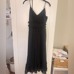 Madewell Black Ruffled Midi Dress